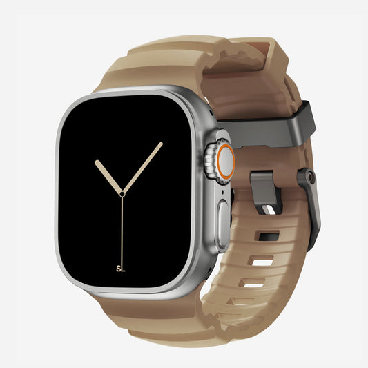 Dune colour premium silicone extra thick watch strap band designed for adventurers and mountain hiking for Apple watch series 11 size 46mm and Ultra 3