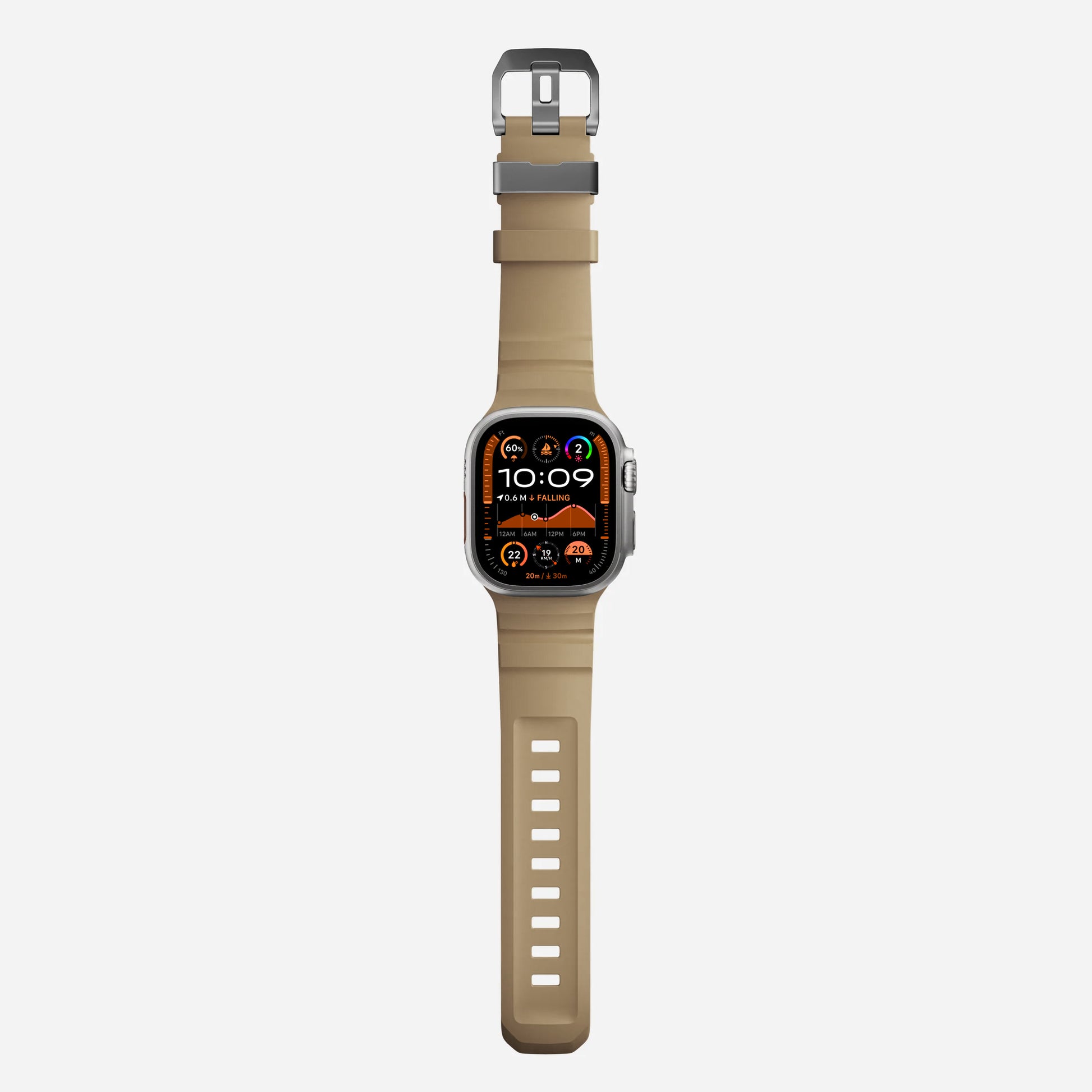 Dune colour premium silicone extra thick watch strap band designed for adventurers and mountain hiking for Apple watch series 11 size 46mm and Ultra 3