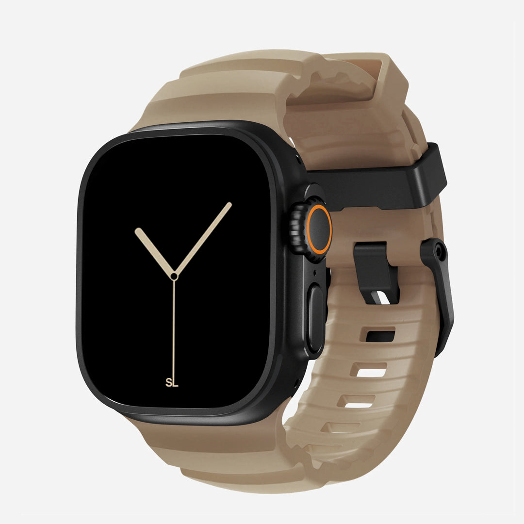 Dune colour premium silicone extra thick watch strap band designed for adventurers and mountain hiking for Apple watch series 11 size 46mm and Ultra 3