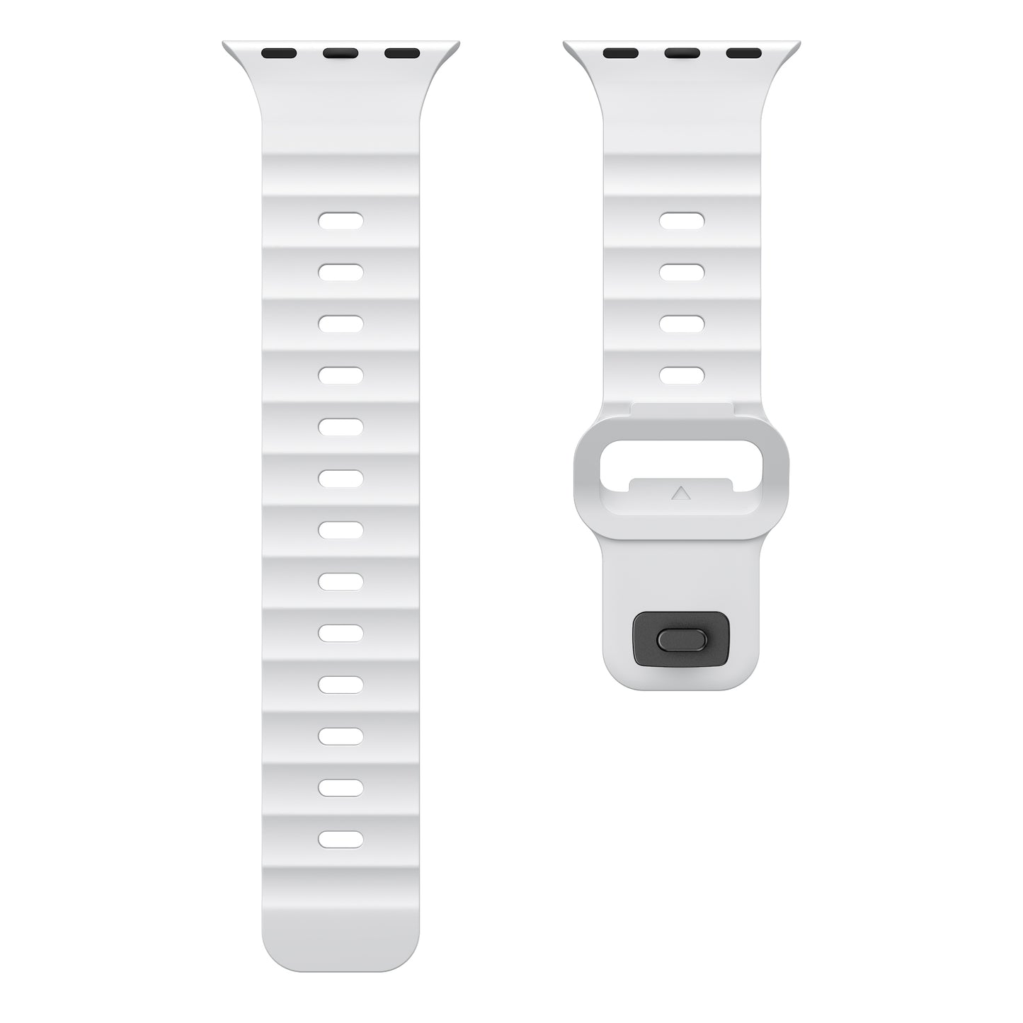 White colour premium FKM Fluoroelastomer Rubber watch strap band designed for adventurers and mountain hiking for Apple watch series 11 size 46mm and Ultra 3