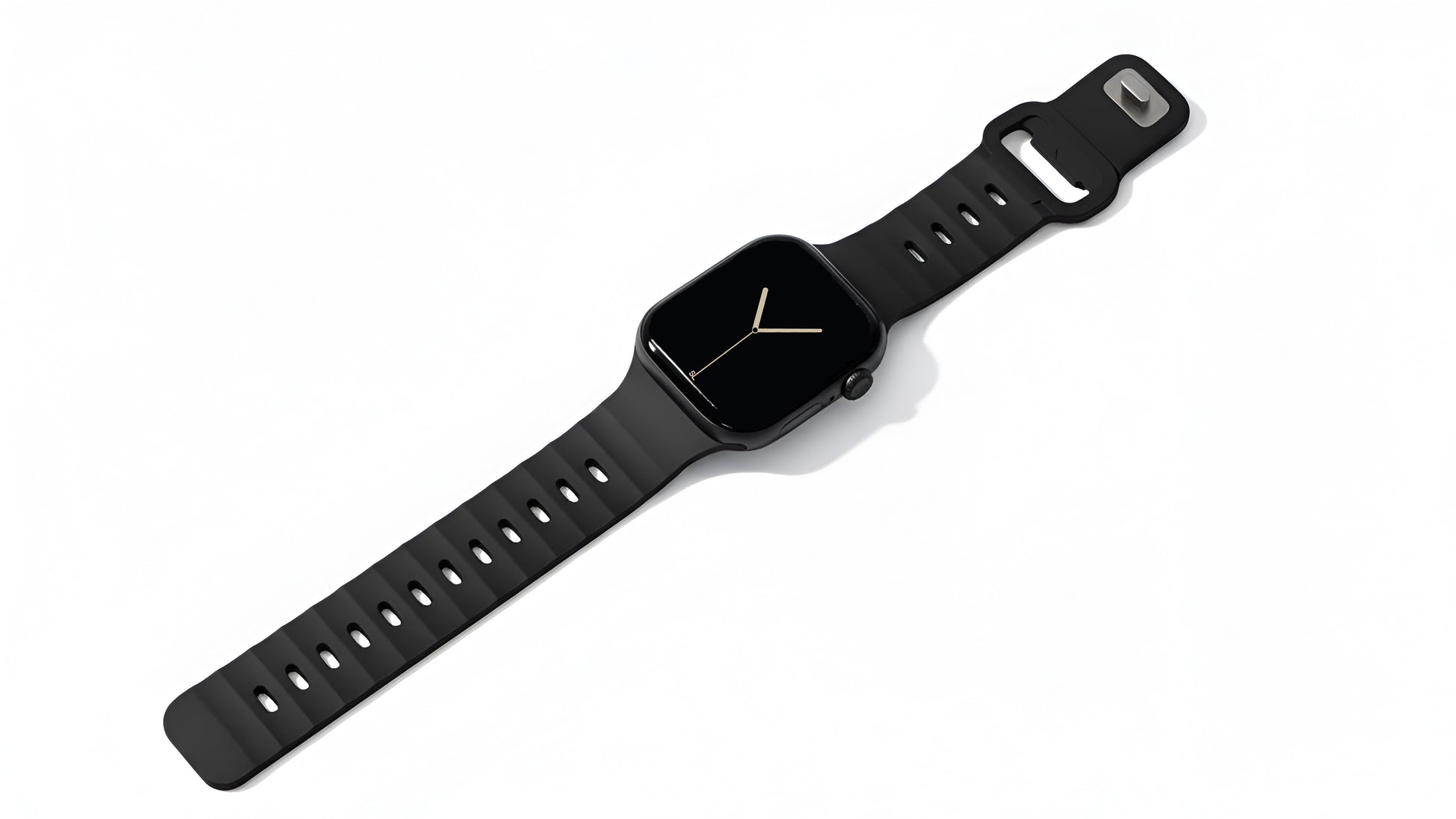 Black colour premium FKM Fluoroelastomer Rubber watch strap band designed for adventurers and mountain hiking for Apple watch series 11 size 46mm and Ultra 3