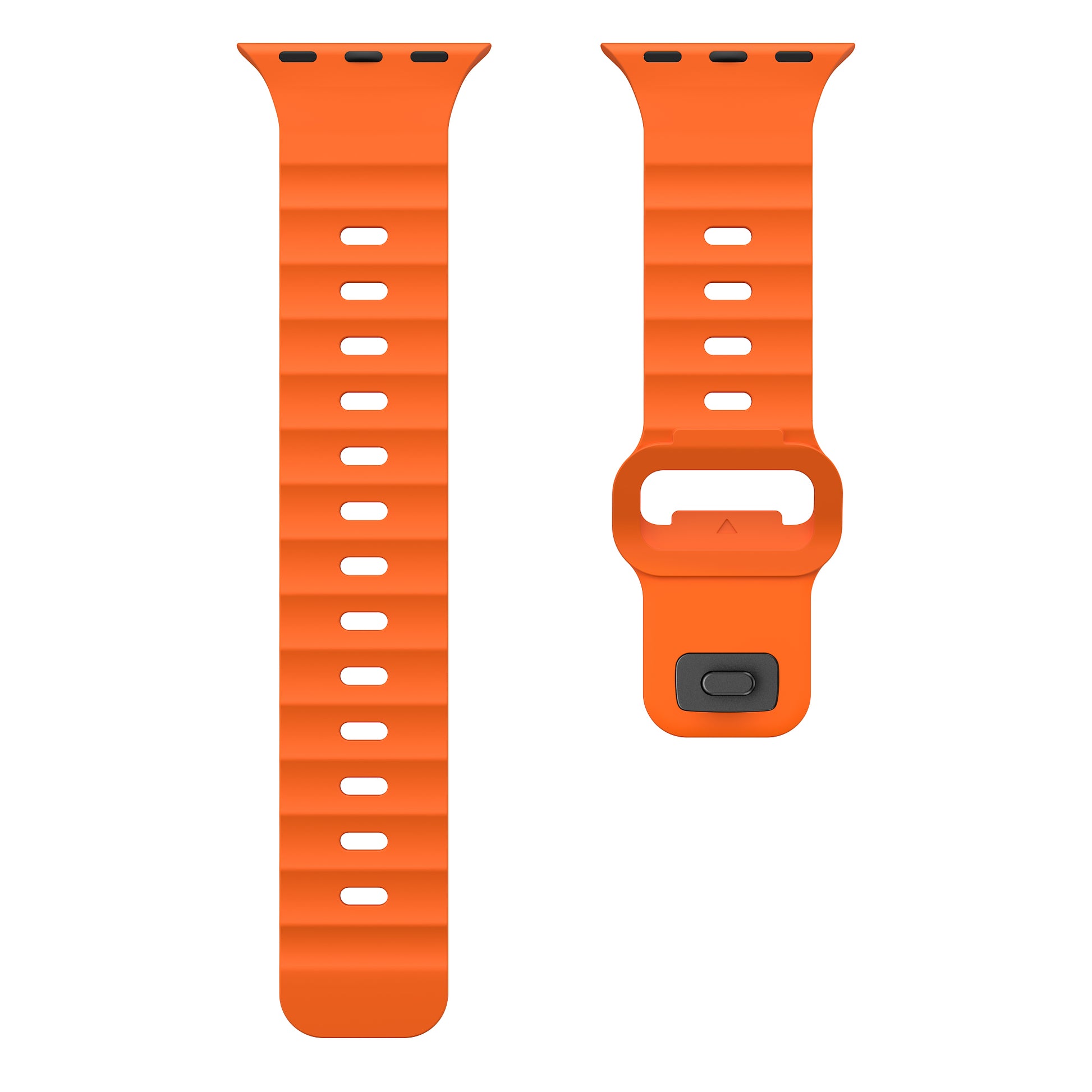 Orange colour premium FKM Fluoroelastomer Rubber watch strap band designed for adventurers and mountain hiking for Apple watch series 11 size 46mm and Ultra 3