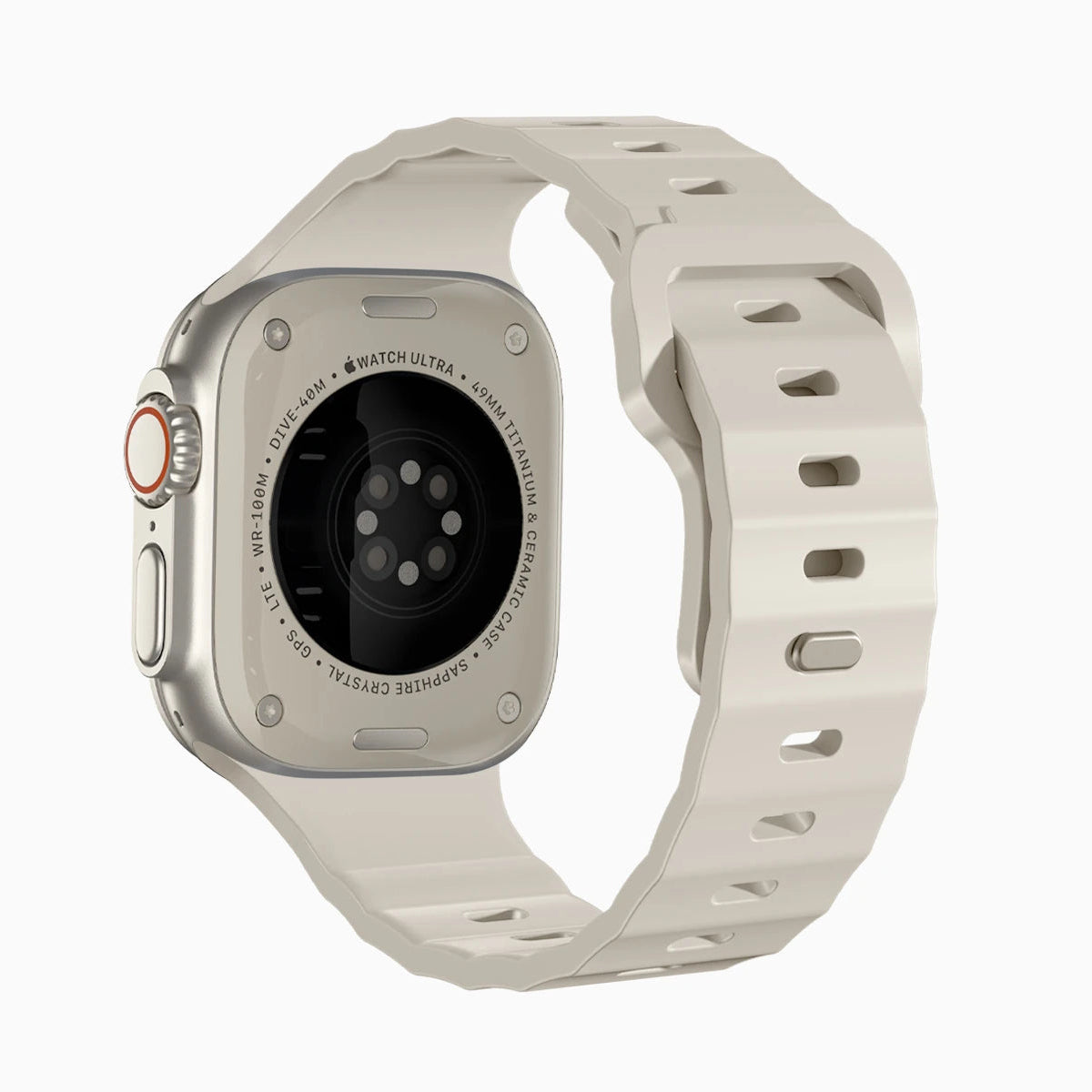 starlight colour premium FKM Fluoroelastomer Rubber watch strap band designed for adventurers and mountain hiking for Apple watch series 11 size 46mm and Ultra 3