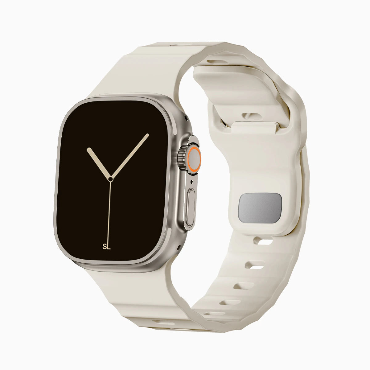 starlight colour premium FKM Fluoroelastomer Rubber watch strap band designed for adventurers and mountain hiking for Apple watch series 11 size 46mm and Ultra 3