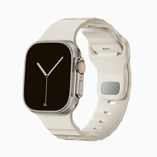 starlight colour premium FKM Fluoroelastomer Rubber watch strap band designed for adventurers and mountain hiking for Apple watch series 11 size 46mm and Ultra 3