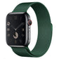 A forest green colour stainless steel milanese loop watch strap for apple watch series 9 41mm and 44mm