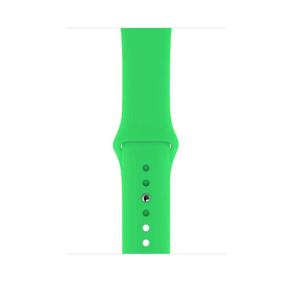 A bright radioactive electric green colour apple watch sport band made from premium silicon for series 10 42mm 45mm 46mm and ultra 2