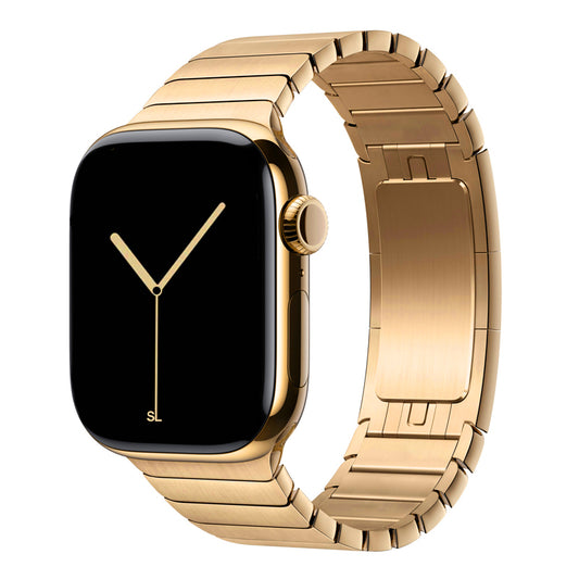 Gold metal stainless steel metal link watch bracelet strap for apple watch series 11 46mm and 45mm and ultra 3 49mm