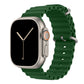 A green colour watch strap band made from silicone  with two metal buckles on an Apple watch series 10 42mm/ 45mm/ 46mm and ultra 2 designed for the ocean and active sports