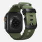 Green colour premium silicone extra thick watch strap band designed for adventurers and mountain hiking for Apple watch series 11 size 46mm and Ultra 3 49mm