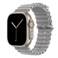 A grey colour watch strap band made from silicone  with two metal buckles on an Apple watch series 10 42mm/ 45mm/ 46mm and ultra 2 designed for the ocean and active sports
