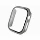 Grey Colour made from polycarbonate material protector with a strong built in tempered glass screen to protect your apple watch series 11 42mm and 46mm from damage displayed on a tilted angle