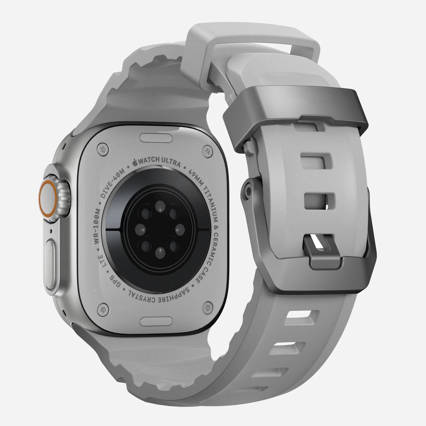 Grey colour premium silicone extra thick watch strap band designed for adventurers and mountain hiking for Apple watch series 11 size 46mm and Ultra 3