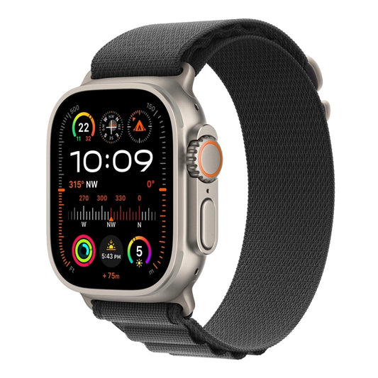 A grey colour premium nylon watch strap band designed for adventurers and explorers that wear the Apple watch series 10 and Ultra 2