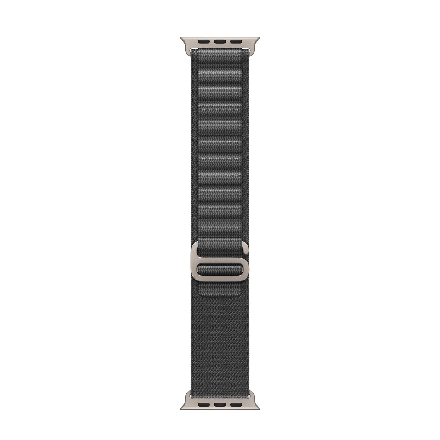 A grey colour premium nylon watch strap band designed for adventurers and explorers that wear the Apple watch series 10 and Ultra 2