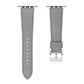A set of grey coloured french Saffiano leather pattern handcrafted for apple watch series 11 45mm and 46mm  made for people to wear to work or to fancy event
