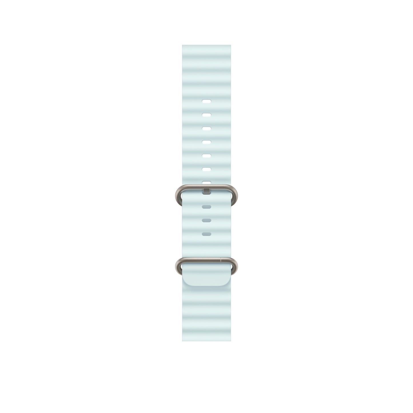 An ice blue colour silicone watch strap for apple watch series 10 and ultra 2 designed for sports and active gym activities