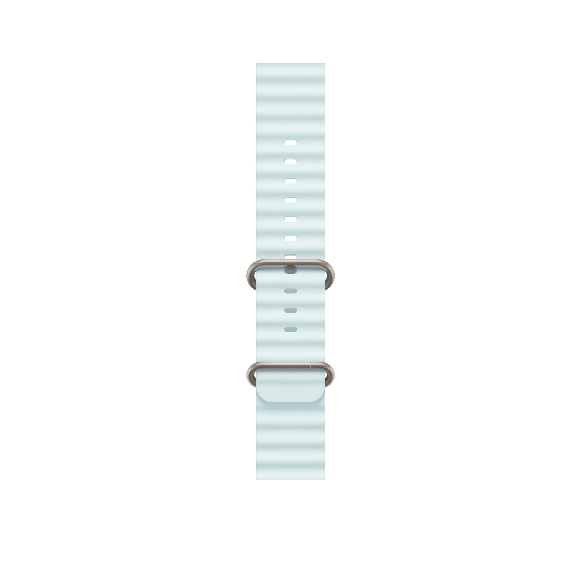 An ice blue colour silicone watch strap for apple watch series 10 and ultra 2 designed for sports and active gym activities