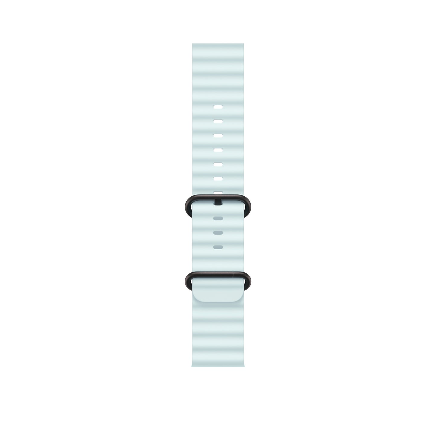 An ice blue colour silicone watch strap for apple watch series 10 and ultra designed for sports and active gym activities