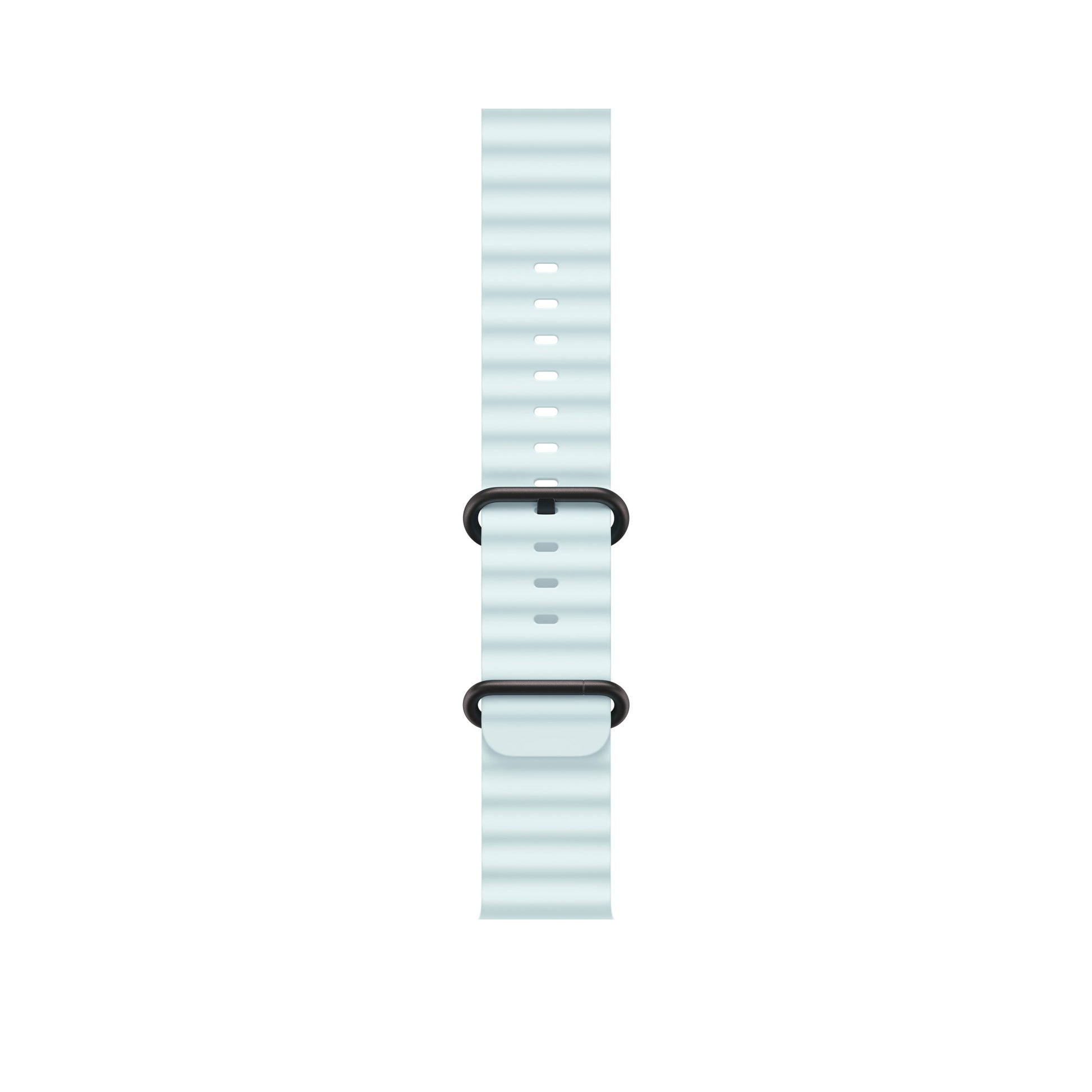 An ice blue colour silicone watch strap for apple watch series 10 and ultra designed for sports and active gym activities