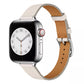 Women's ivory white colour slim genuine leather watch strap on an apple watch series 9