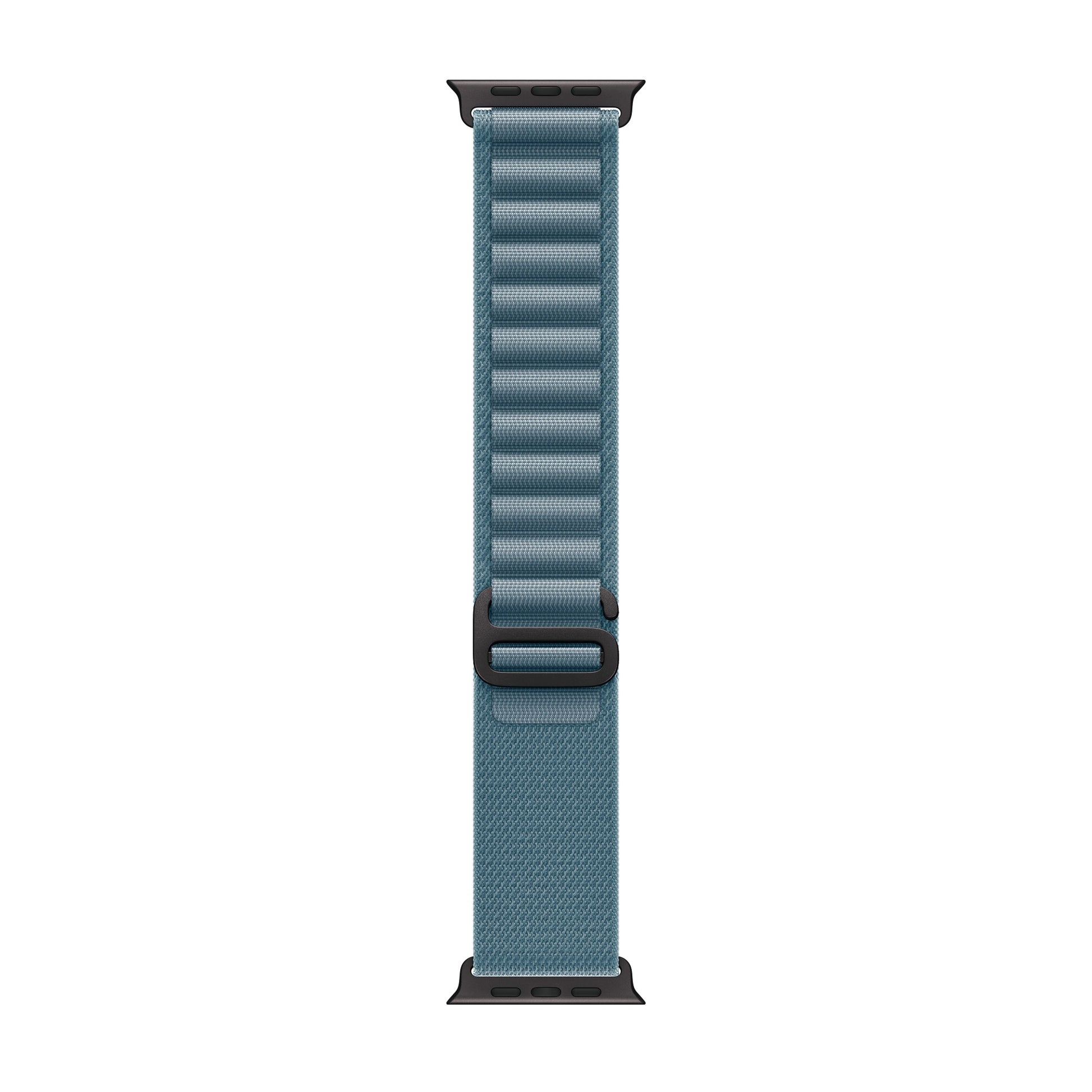A light blue brown colour with black matte buckle premium nylon watch strap band designed for adventurers and alpine explorers that wear the Apple watch series 11 and Ultra 3 45mm 46mm 49mm