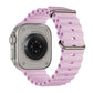 A light purple colour watch strap band made from silicone  with two metal buckles on an Apple watch series 10 42mm/ 45mm/ 46mm and ultra 2 designed for the ocean and active sports