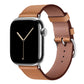 A handmade light brown genuine leather single tour watch strap on an apple watch series 11 42mm and 45mm and 46mm.