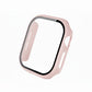 light pink Colour made from polycarbonate material protector with a strong built in tempered glass screen to protect your apple watch series 11 42mm and 46mm from damage displayed on a tilted angle