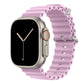 A light purple colour watch strap band made from silicone  with two metal buckles on an Apple watch series 10 42mm/ 45mm/ 46mm and ultra 2 designed for the ocean and active sports