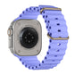 An Lilac Purple colour watch strap band made from silicone  with two metal buckles on an Apple watch series 10 42mm/ 45mm/ 46mm and ultra 2 designed for the ocean and active sports