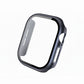 metallic Navy Colour made from polycarbonate material protector with a strong built in tempered glass screen to protect your apple watch series 11 42mm and 46mm from damage displayed on a tilted angle