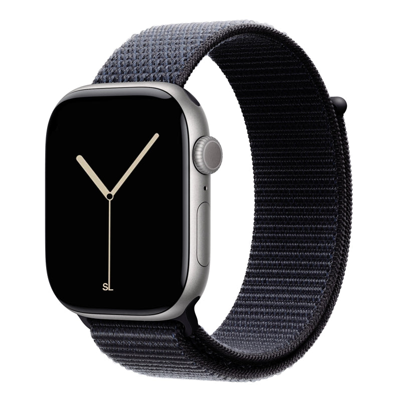 midnight blue nylon sport loop watch band for apple watch series 11 42mm and 45mm 46mm and ultra 3 made from woven nylon