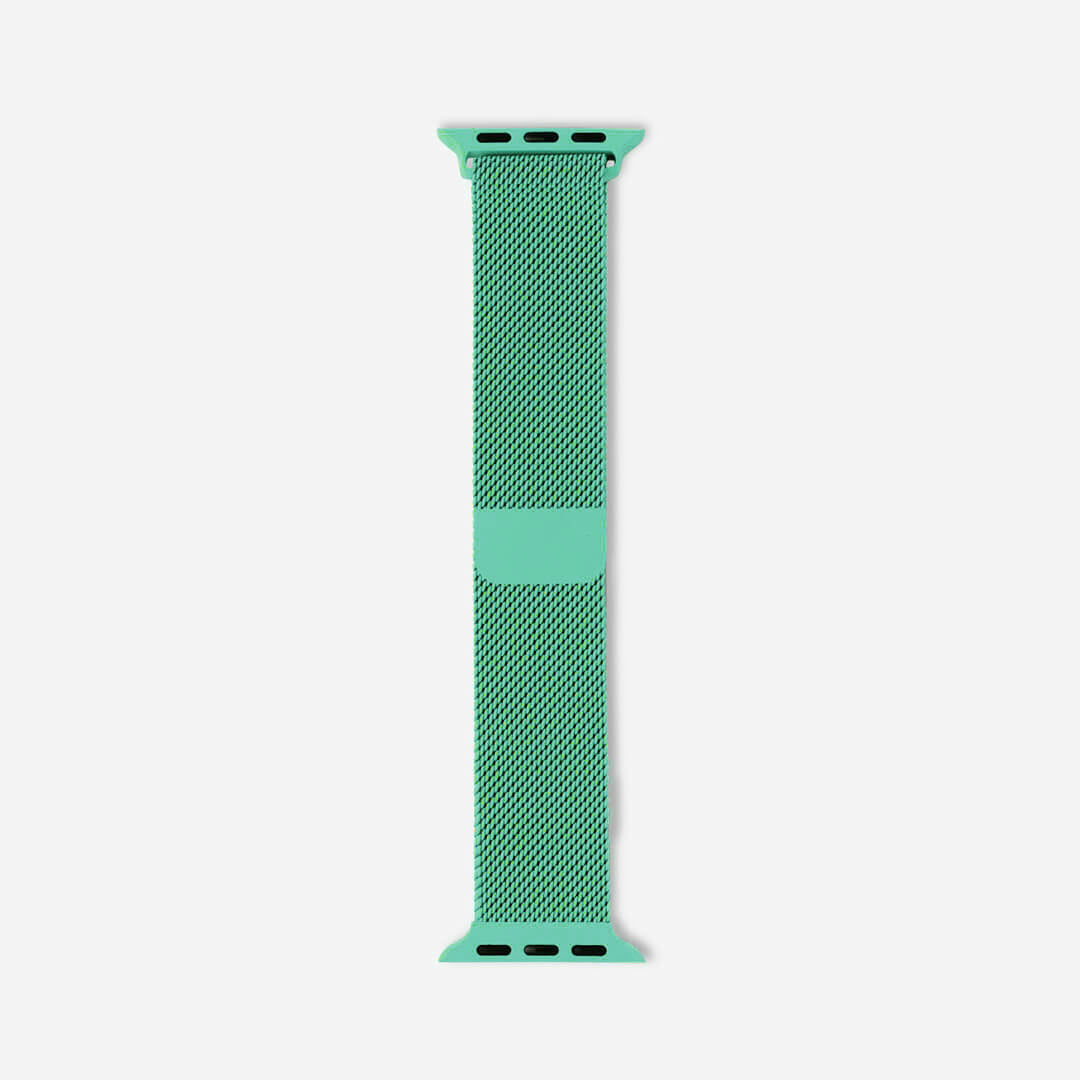 A mint green colour stainless steel milanese watch strap for the latest apple watch series 41mm and 45mm