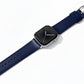 A set of navy blue coloured Saffiano leather pattern handcrafted for apple watch series 11 45mm and 46mm  made for people to wear to work or to fancy event
