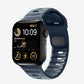 A navy blue colour silicon watch strap on an apple watch series 8 45mm for active sports