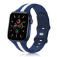 A navy and white two colour silicon sport strap for apple watch series 9 41mm