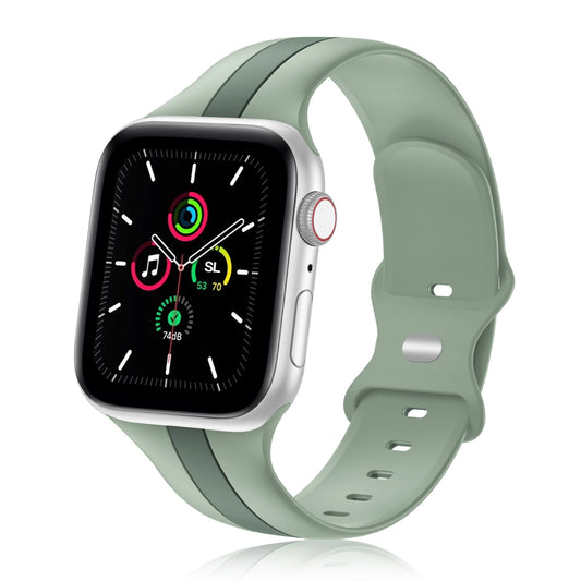 A olive and green two colour silicon sport strap for apple watch series 9 41mm