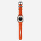 Orange colour premium silicone extra thick watch strap band designed for adventurers and mountain hiking for Apple watch series 10 size 46mm and Ultra 2