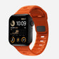 A orange colour silicon watch strap for apple watch series 9 45mm designed for sports and active activities