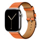 Orange colour leather strap band for apple watch series 11 42mm and 46mm with a stainless steel pin and buckle