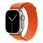 A orange colour premium nylon watch strap band designed for adventurers and explorers that wear the Apple watch series 10 and Ultra 2