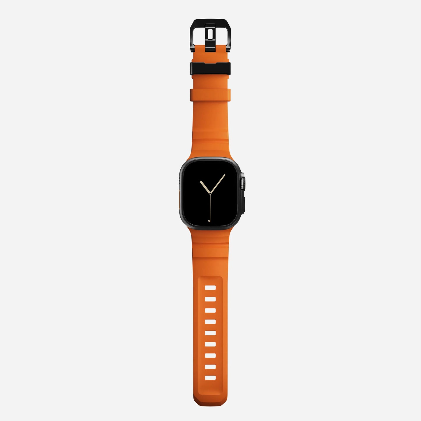 Orange colour premium silicone extra thick watch strap band designed for adventurers and mountain hiking for Apple watch series 11 size 46mm and Ultra 3 49mm