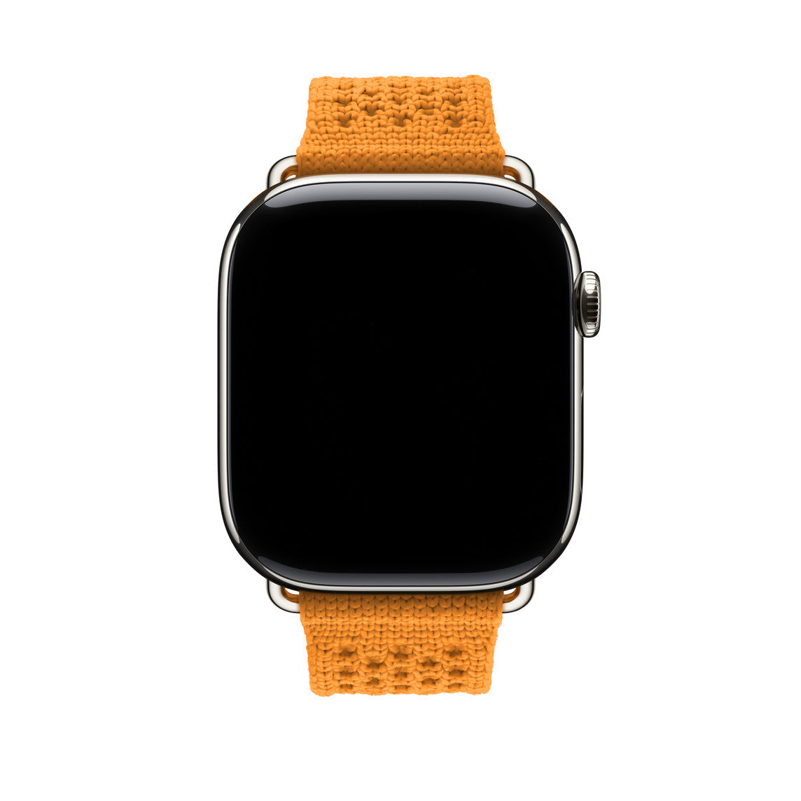 orange colour knitted tricot nylon yarn fabric watch strap for apple watch series 11 42mm , 45mm, 46mm and ultra series