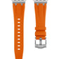 Premium Orange colour rubber with stainless steel  metal connectors and buckles for Apple Watch Series 9 45mm and Ultra 2 49mm