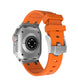 Premium Orange colour rubber with stainless steel metal connectors and buckles for Apple Watch Series 9 45mm and Ultra 2 49mm
