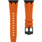 Premium Orange colour rubber with black stainless steel metal connectors and buckles for Apple Watch Series 9 45mm and Ultra 2 49mm