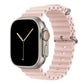 A Light Pink colour watch strap band made from silicone  with two metal buckles on an Apple watch series 10 42mm/ 45mm/ 46mm and ultra 2 designed for the ocean and active sports