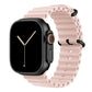 A light pink colour watch strap band made from silicone  with two metal buckles on an Apple watch series 11 42mm/ 45mm/ 46mm and ultra 3 designed for the ocean and active sports