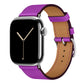 A handmade purple stitching genuine leather single tour watch strap on an apple watch series 11 42mm and 45mm and 46mm.